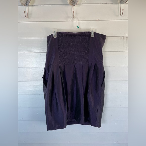 Iridescent Deep Purple Strapless Le Chateau Formal Mini Dress with Pockets - Picture 2 of 13